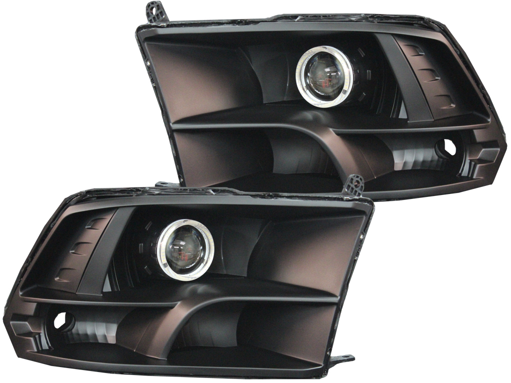 Black 2009-2018 Dodge Ram LED Halo Projector Headlights 2010 2011 2012 2013 2014 