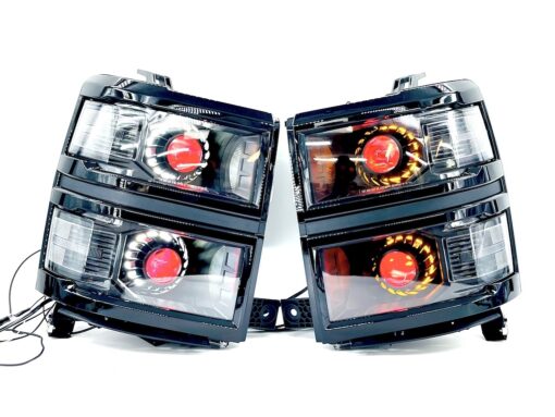 14-15 Chevrolet Silverado 1500 Halo Projector LED Demon Eye Headlights