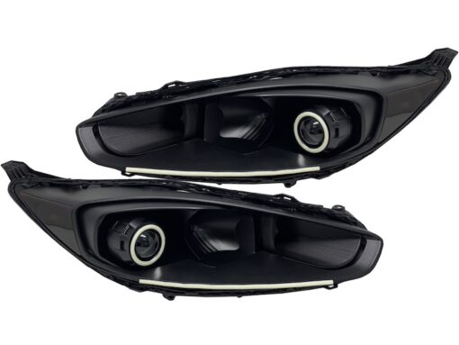 2014-2017 Ford Fiesta Black Projector Headlight Led Halos