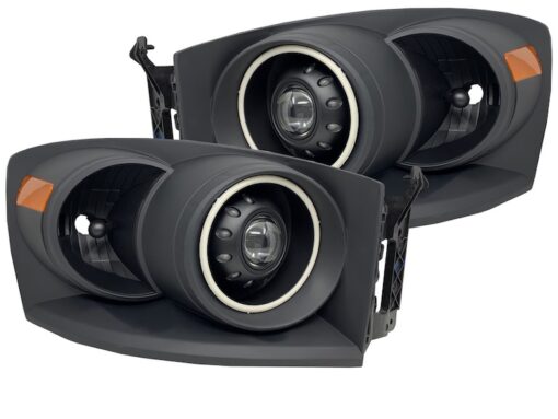 06-09 Dodge RAM Black Projector Headlights with RGB Halos