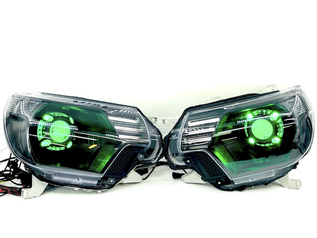 2005-2011 Toyota Tacoma Pre-Built Headlights retrofit projectors with halo rgb