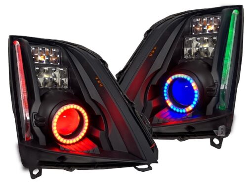 08-14 Cadillac CTS Black Retrofit RGB Led Halo Headlights