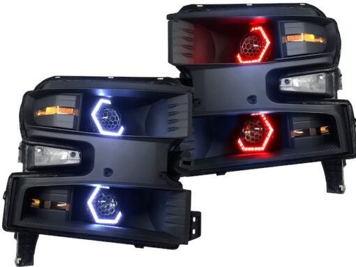 2019+ Silverado 1500 RGBW LED Headlights Black Projectors