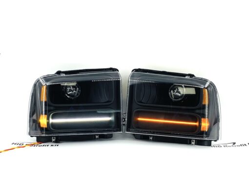 2005-2007 FORD F-250 Switchback Black LED Projector Headlights