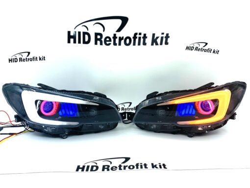 2014-2017 Subaru STI RGBW Led Halo Black Retrofit Headlights