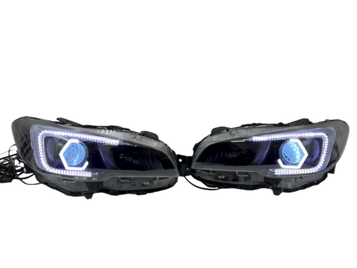 2015-2021 Subaru WRX Black Headlights RGBW C-Light Halo Lights