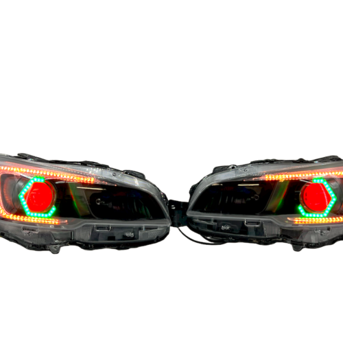 2015-2021 Subaru WRX Black Headlights RGBW C-Light Halo Lights