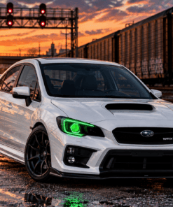 2015-2021 Subaru WRX Black Headlights RGBW C-Light Halo Lights