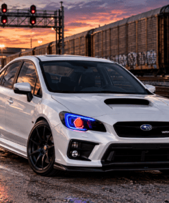 2015-2021 Subaru WRX Black Headlights RGBW C-Light Halo Lights