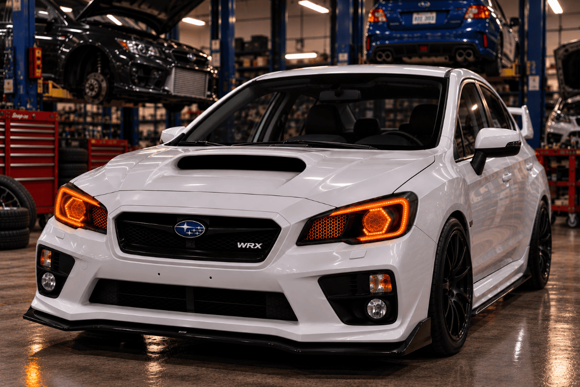 2015-2021 Subaru WRX Hex LED RGBW Halo Black Projector Headlights