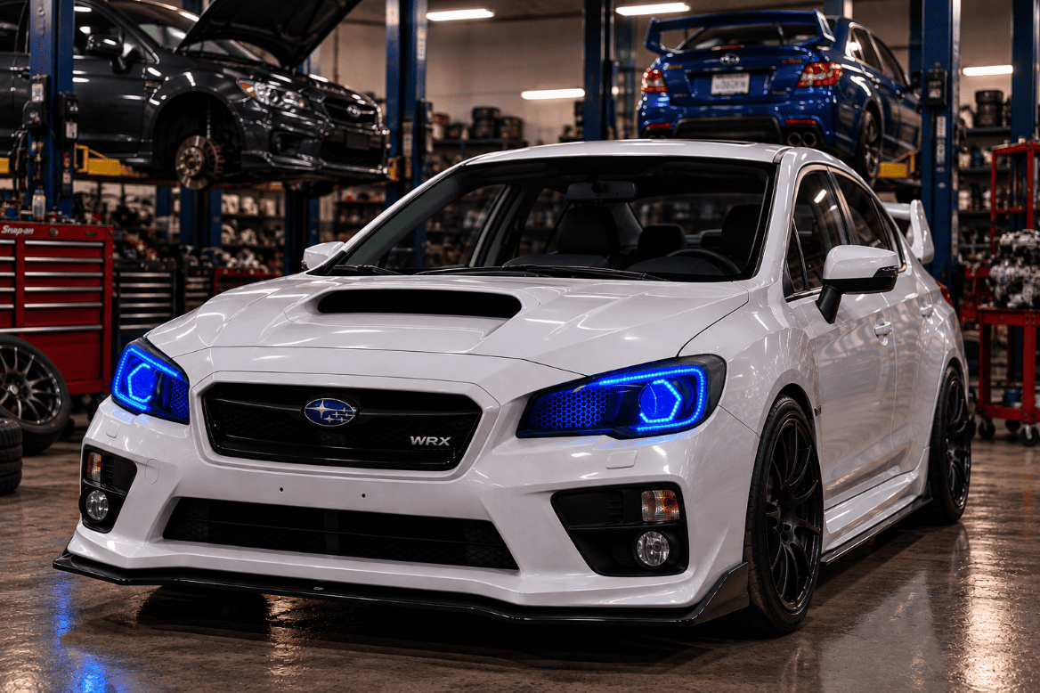 2015-2021 Subaru WRX Hex LED RGBW Halo Black Projector Headlights