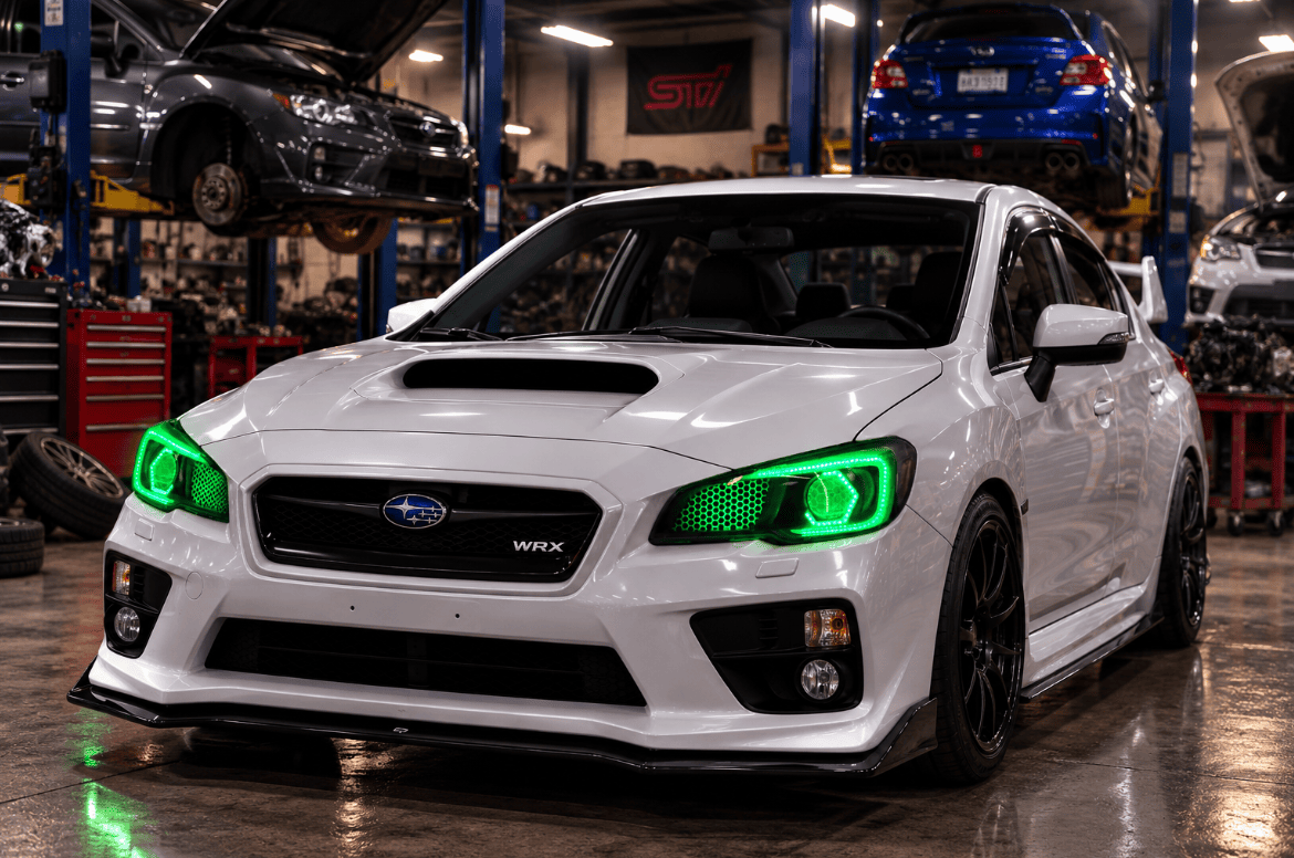2015-2021 Subaru WRX Hex LED RGBW Halo Black Projector Headlights