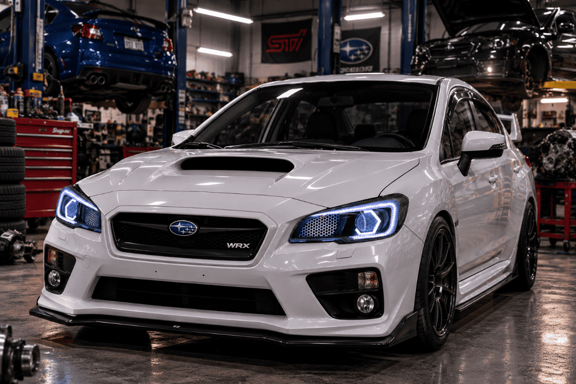 2015-2021 Subaru WRX Hex LED RGBW Halo Black Projector Headlights