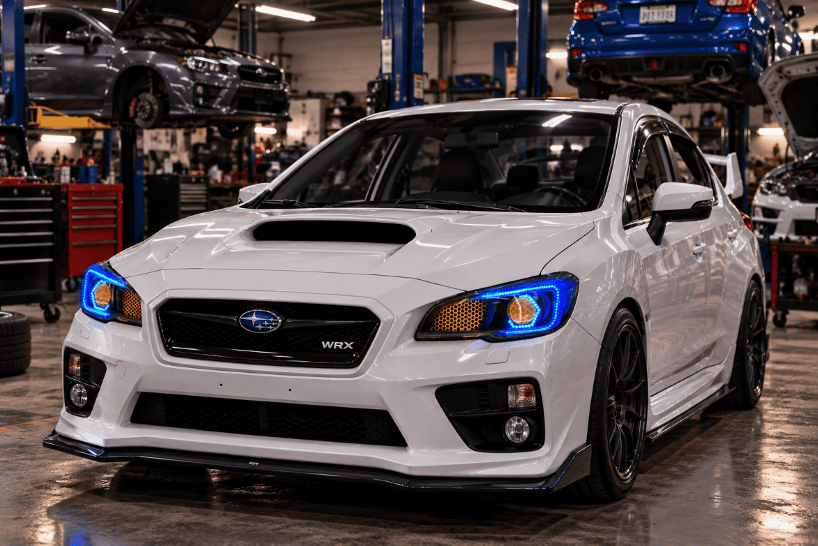 2015-2021 Subaru WRX Hex LED RGBW Halo Black Projector Headlights