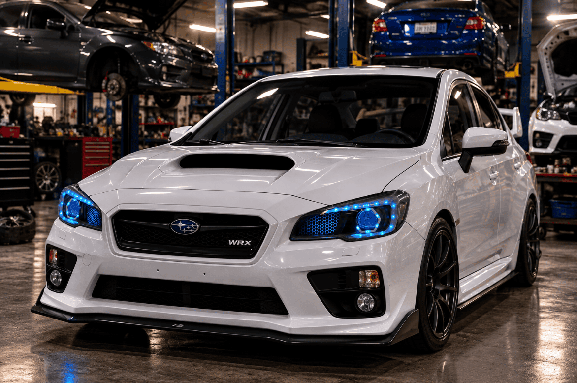 2015-2021 Subaru WRX Hex LED RGBW Halo Black Projector Headlights