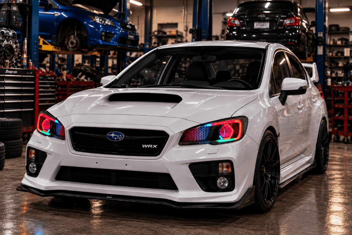 2015-2021 Subaru WRX Hex LED RGBW Halo Black Projector Headlights