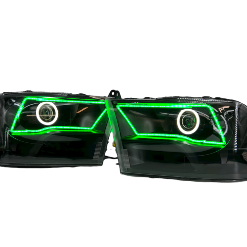 09-18 RAM 1500 Black Retrofit Projector Headlights LED Halo Lights