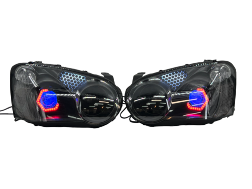 04-05 Subaru Blobeye WRX/STI Black Retrofit Projectors RGBW Halo Headlights