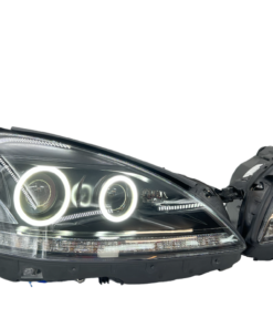 2010-2013 Mercedes Benz S Class S550 S600 Switchback LED Headlights Black HID Projector Halo Lights