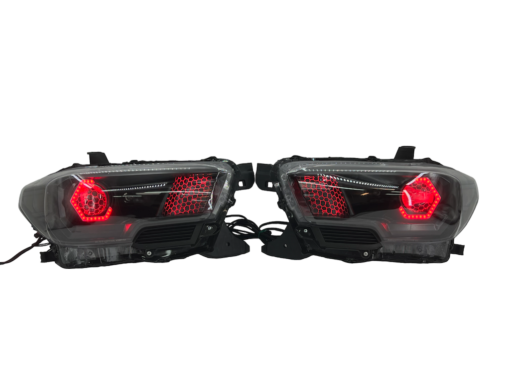 16-20 Toyota Tacoma RGBW Led Custom Halo Projector Black Headlights