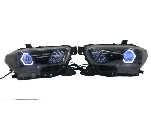 16-20 Toyota Tacoma RGBW Led Custom Halo Projector Black Headlights