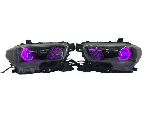 16-20 Toyota Tacoma RGBW Led Custom Halo Projector Black Headlights