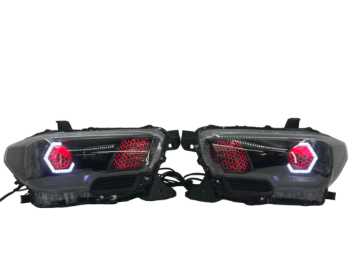 16-20 Toyota Tacoma RGBW Led Custom Halo Projector Black Headlights