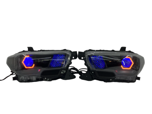 16-20 Toyota Tacoma RGBW Led Custom Halo Projector Black Headlights