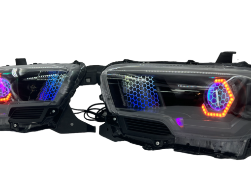 16-20 Toyota Tacoma RGBW Led Custom Halo Projector Black Headlights