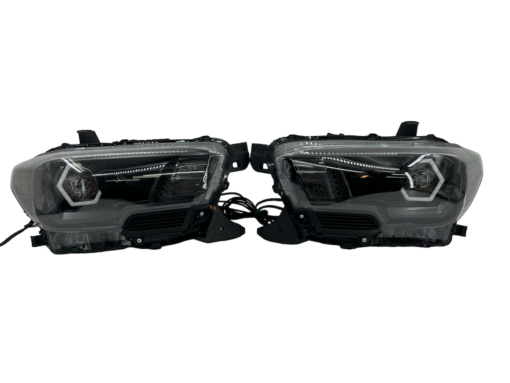 16-20 Toyota Tacoma RGBW Led Custom Halo Projector Black Headlights