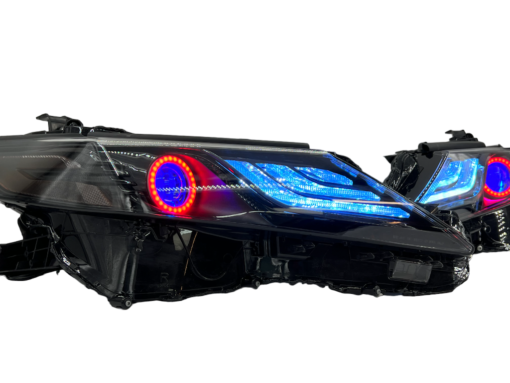 2022-2023 Toyota Camry LE Custom LED Halo RGBW Retrofit Projector Black Headlights