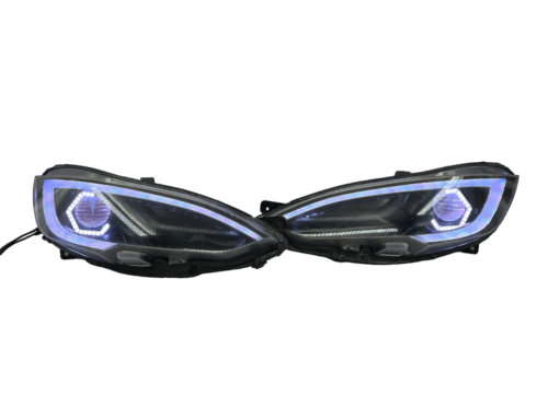 2012-2016 Tesla Model S Black Custom Headlights RGBW Led DRL Halo Lights
