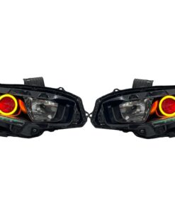 2016-2021 Honda Civic RGBW DRLS Led Halo Black Projector Headlights