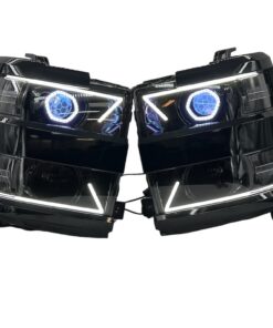 15-19 Chevry Silverado 2500 Angry Led Headlights RGBW Demon Lights Black Projector Lamps