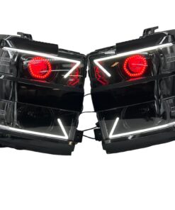15-19 Chevry Silverado 2500 Angry Led Headlights RGBW Demon Lights Black Projector Lamps