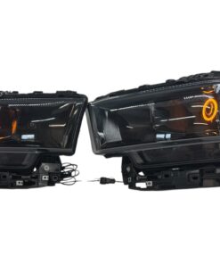 19-22 RAM 2500 3500 Switchback Headlamp LED Halo Projector Black Retrofit Headlights