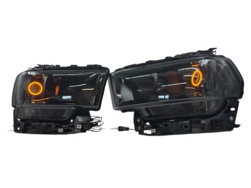 19-22 RAM 2500 3500 Switchback Headlamp LED Halo Projector Black Retrofit Headlights