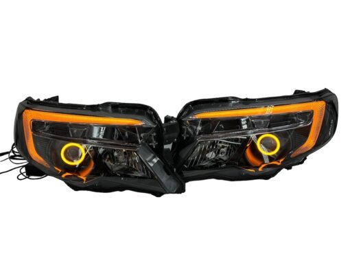 16-24 Honda Ridgeline Black Retrofit Headlights Switchback LED Halo Projector Lights