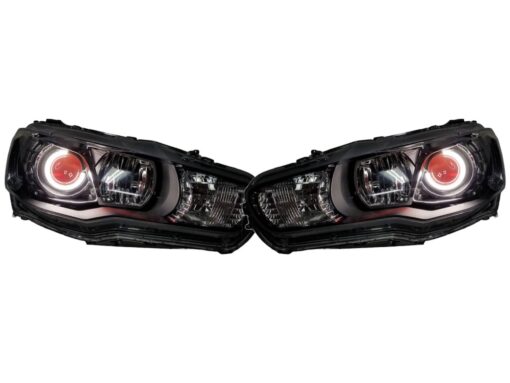 08-15 Mitsubishi Lancer Evolution MR Evo Custom RGBW Led halos Demon Eyes Black Retrofit Projector Headlights