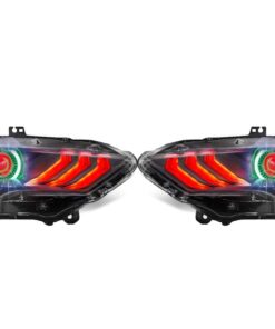 18-23 Ford Mustang RGBW Multicolor LED DRL Halo Demon Eyes Projector Headlights