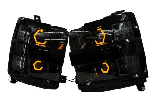 15-19 Chevrolet Silverado 2500HD 3500HD Full Switchback Led Halo Projector Headlights