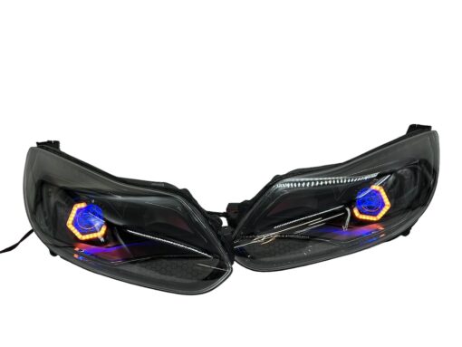 2012-2014 Ford Focus / ST RGBW LED Halo Demon Eyes Black Custom Retrofit Headlights