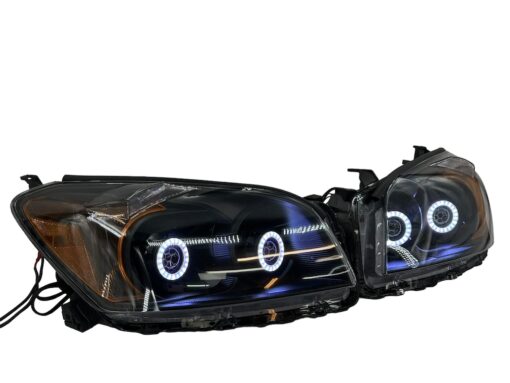 2009-2012 Toyota RAV4 Custom Black Retrofit Projector LED RGBW Halo Headlights