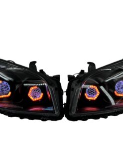 2009-2012 Toyota RAV4 RGB Hex LED Halo Demon Eyes Full Blackout Custom Retrofit Biled Projector Headlights