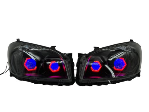 2009-2012 Toyota RAV4 RGB Hex LED Halo Demon Eyes Full Blackout Custom Retrofit Biled Projector Headlights