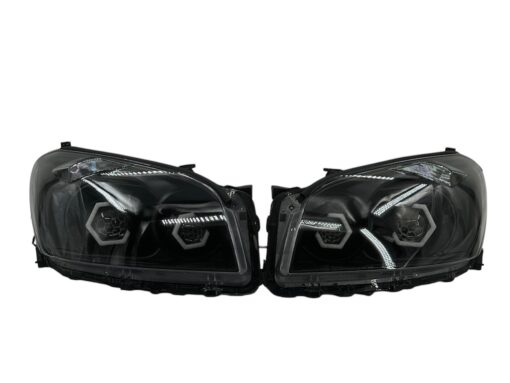 2009-2012 Toyota RAV4 RGB Hex LED Halo Demon Eyes Full Blackout Custom Retrofit Biled Projector Headlights