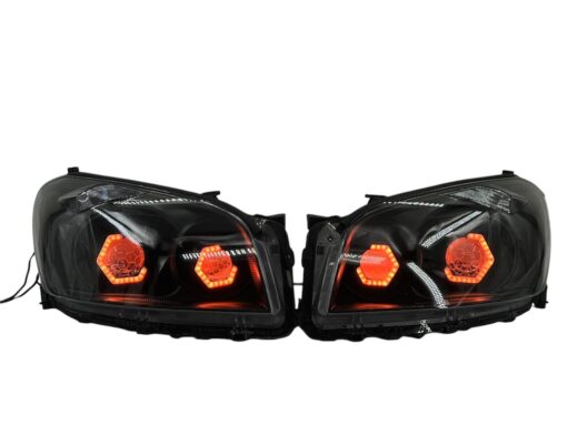 2009-2012 Toyota RAV4 RGB Hex LED Halo Demon Eyes Full Blackout Custom Retrofit Biled Projector Headlights