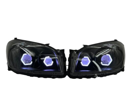 2009-2012 Toyota RAV4 RGB Hex LED Halo Demon Eyes Full Blackout Custom Retrofit Biled Projector Headlights