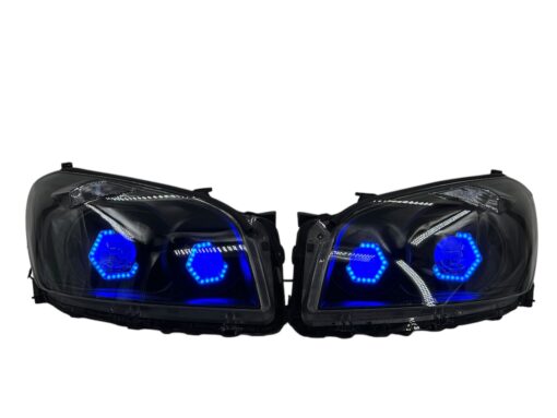 2009-2012 Toyota RAV4 RGB Hex LED Halo Demon Eyes Full Blackout Custom Retrofit Biled Projector Headlights