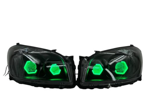2009-2012 Toyota RAV4 RGB Hex LED Halo Demon Eyes Full Blackout Custom Retrofit Biled Projector Headlights
